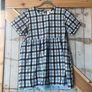 UO Blue plaid babydoll dress